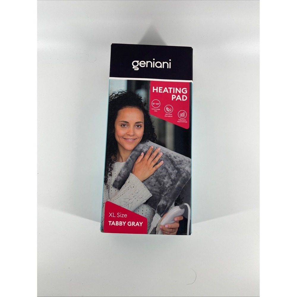 GENIANI XL Heating Pad Back Pain Cramps Auto Shut Off Washable‎ Tabby Gray